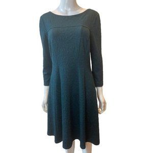 Connected Apparel Womens Fit & Flare Dress Jacquard Knit Long Sleeve Green SZ 6